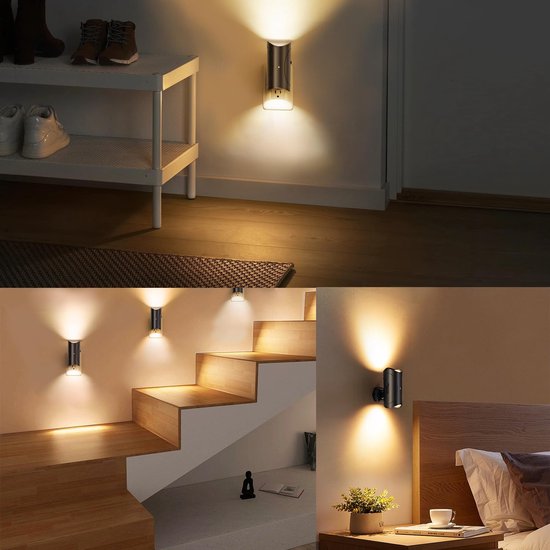 Inductieve nachtlampje - Instelbare helderheid en draaibare plug-in - Sfeerlamp voor gang, woonkamer en slaapkamer - 2 stuks per verpakking van Merkloos — afbeelding 5
