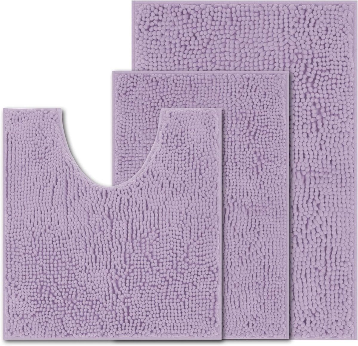 Stunq® Ultrazachte en Antislip Badmat Set voor Badkamer en Toilet, 3 Stuks in Lavendel Paars