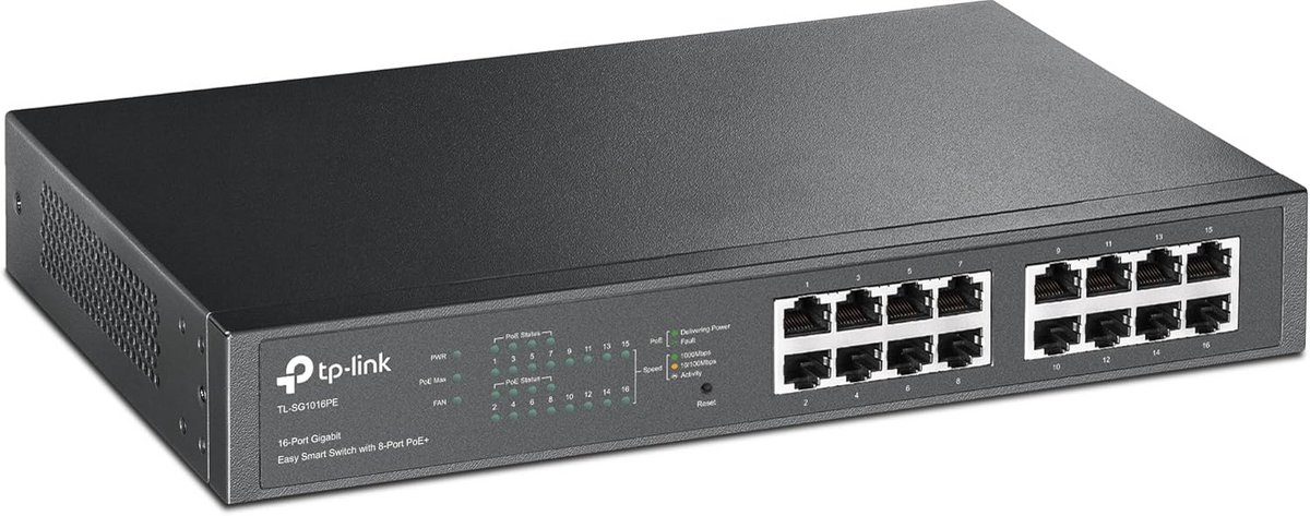 16-Poorts Gigabit PoE+ Switch - Desktop / Rackmontage - Easy Smart