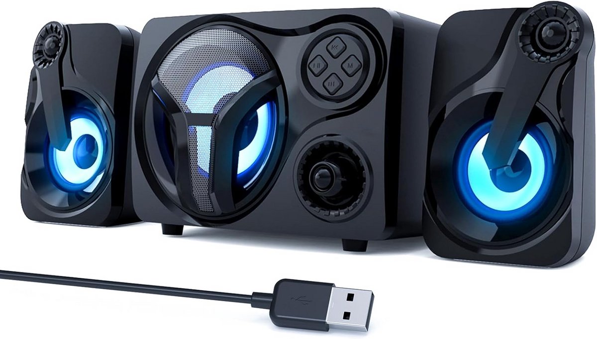Draadloze PC-luidsprekerset met Bluetooth Subwoofer en LED-verlichting
