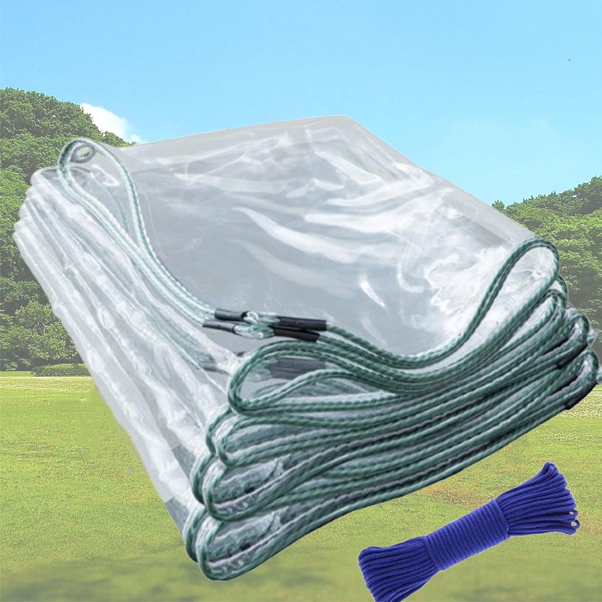 Transparant zeildoek - 140 g/m² - 0.3mm dik - Waterdicht - Dekzeil - Veranda - Overkapping - Wind - melkachtig wit - 4 x 5m
