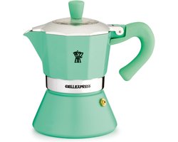Italiaans koffiezetapparaat - PEZZETTI - BELLEXPRESS - Aluminium - 6 kopjes - Geschikt voor alle kookplaten inclusief inductie - Turquoise