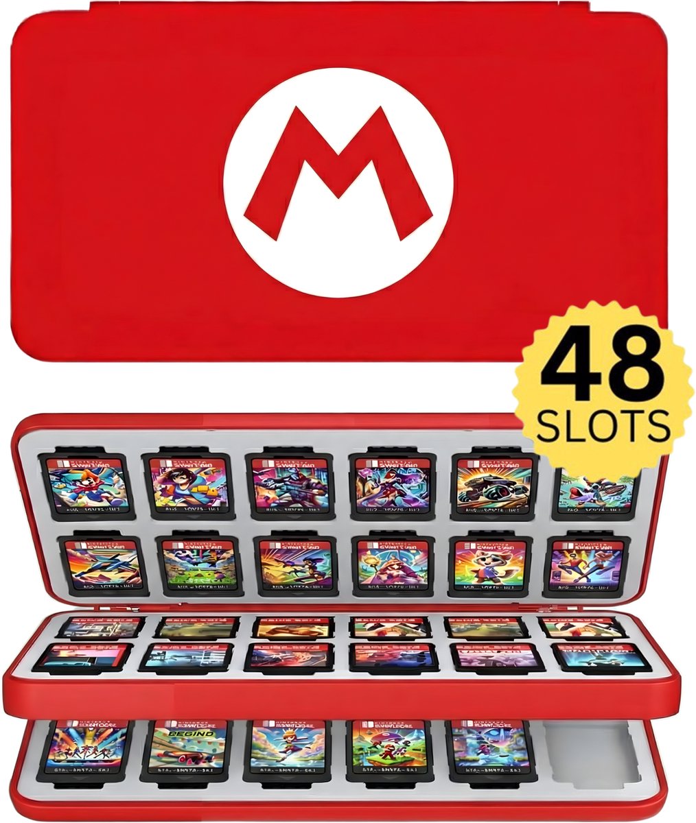 Xainy – Card case XXL rood geschikt voor Nintendo Switch & Switch 2 games | Switch-games opberghoes accessoires | Spellen game hoes houder | Opberg travel box / opbergbox voor OLED / Lite consoles | Beschermhoes 48 card slots
