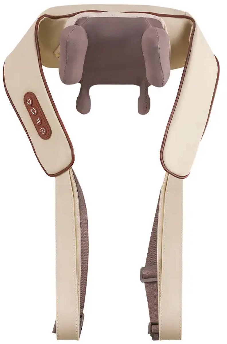 Nekmassager - Met verwarming - Draadloze nek- en schoudermassager - Oplaadbaar - Shiatsu kneedmassager - Verwarmde massager - Draagbare massager - Wit