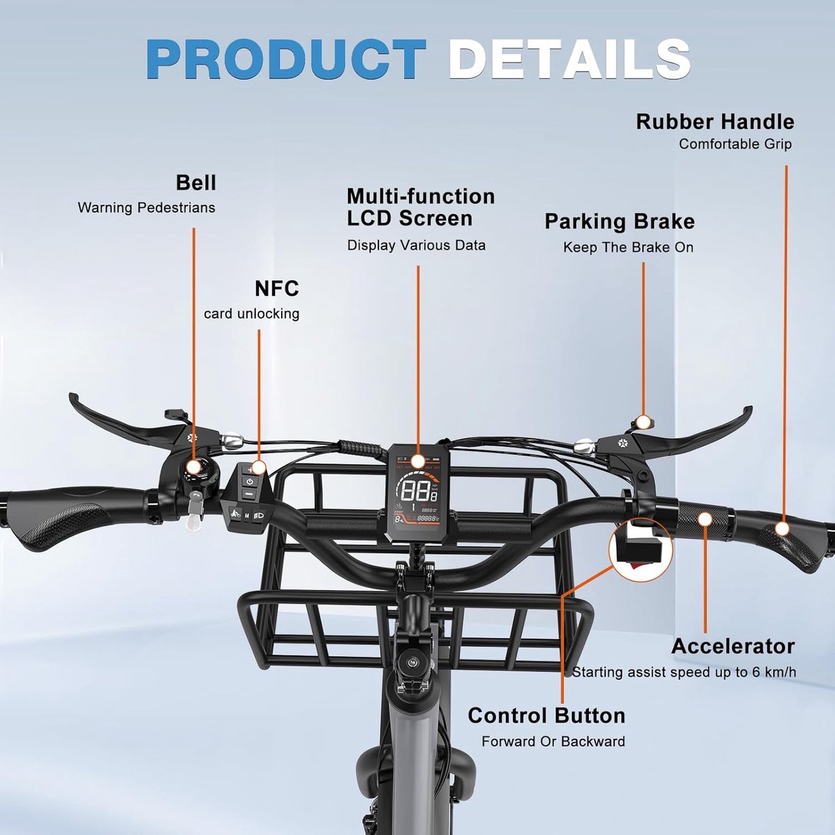 ELEKGO Elektrische Driewieler EGO 03S - 20*3.0 Inch Fat Tire City Commuter EBike met Afneembare 48V 18 Ah Lithium Batterij - Bakfiets E-Bike met 250W Motor - IP54 Waterdicht – foto 6