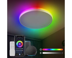 ANTEN - RGB LED Plafondlamp - Wit - Plafoniere - Plafondlampen - Binnenverlichting - Dimbaar 8 staps - 3000K-6500K - 24W - Met Afstandsbediening & App