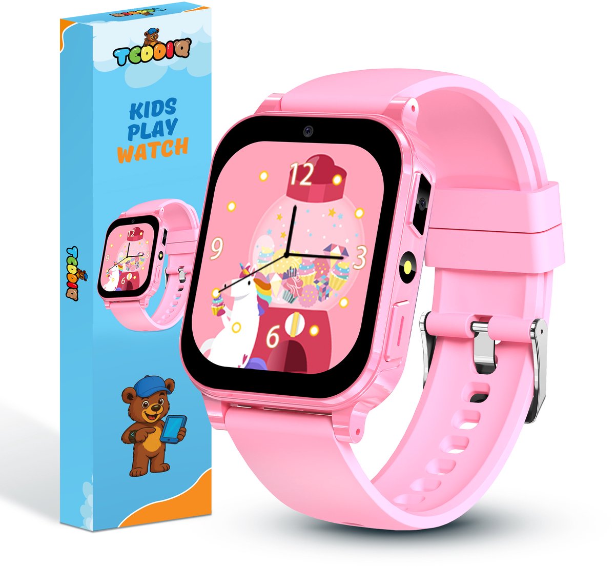 TeddiQ Playwatch - Kinder Smartwatch - Kinderhorloge - Roze - 31 educatieve games - Smartwatch Kind - HD Scherm