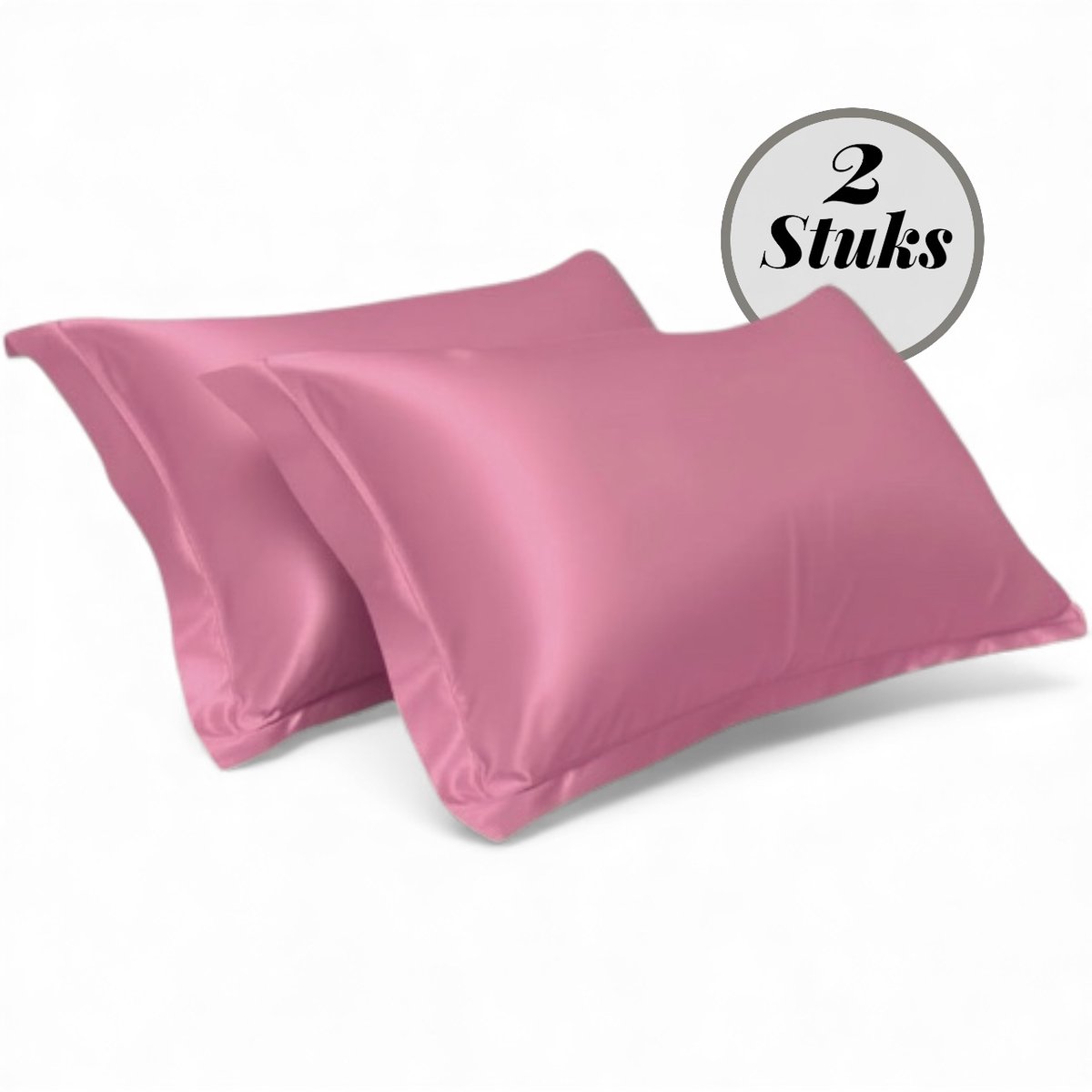 Beauty Silk - Kussenslopen - 60x70 - 2 stuks - Glans Satijn - Flamingo Roze