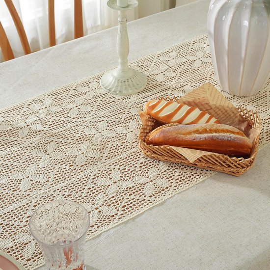 meioro Rechthoekig tafelkleed, beige, 140 x 200 cm, macramé meioro Rechthoekig tafelkleed, beige, 140 x 200 cm, macramé