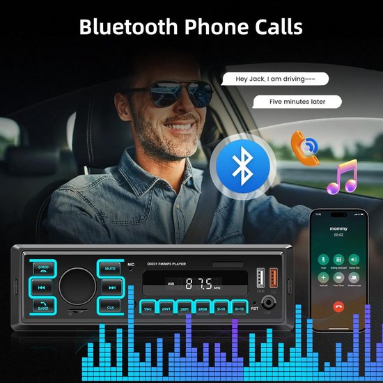 Hikity 1 DIN Car Radio with Bluetooth 5.0, 1 DIN Radio with