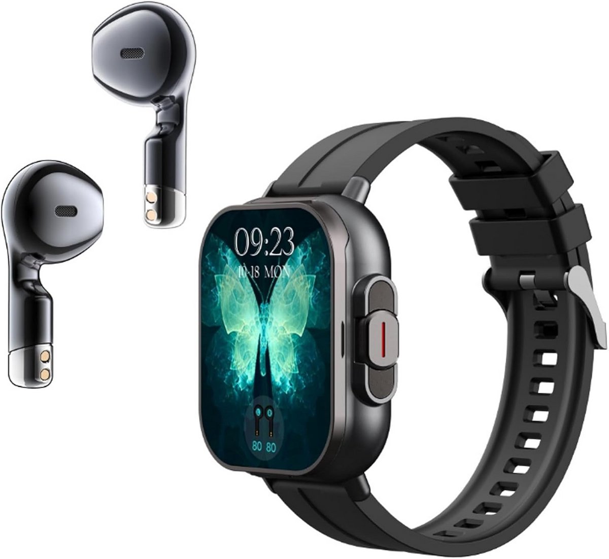 Smartwatch met Draadloze Oordopjes - Fitness Tracker & Telefoon, 2.01" Scherm, IP67 Waterdicht voor Heren & Dames