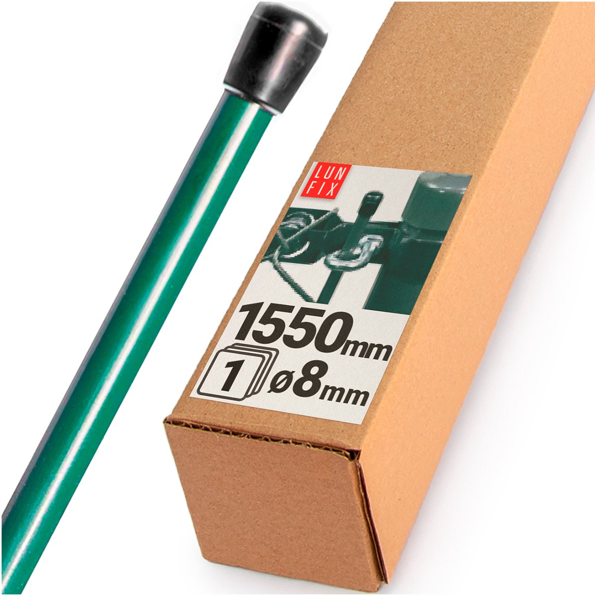 LUN FIX - Gaas spanstaaf hekspanner - 1550 x 8 mm - PVC gecoat - Groen