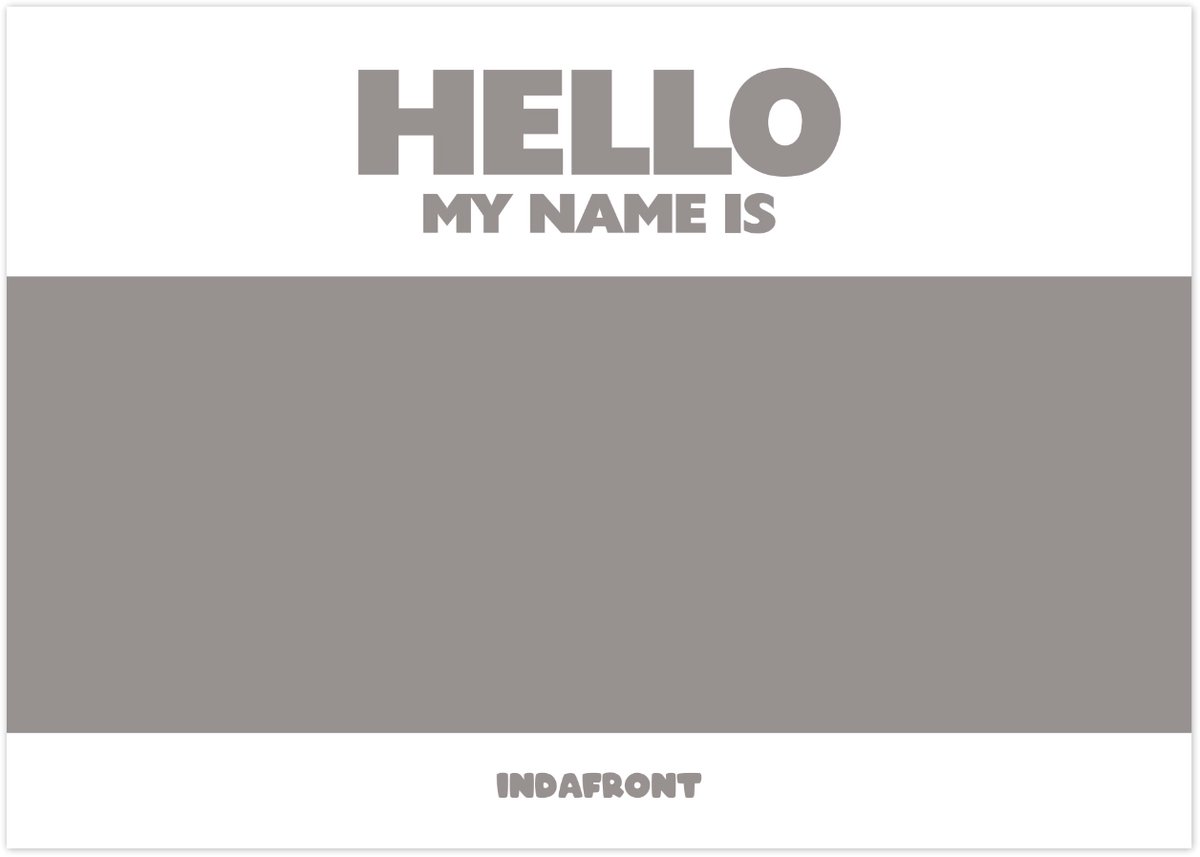 Hello My Name is Stickers - Grijs Inverted - 50 stuks