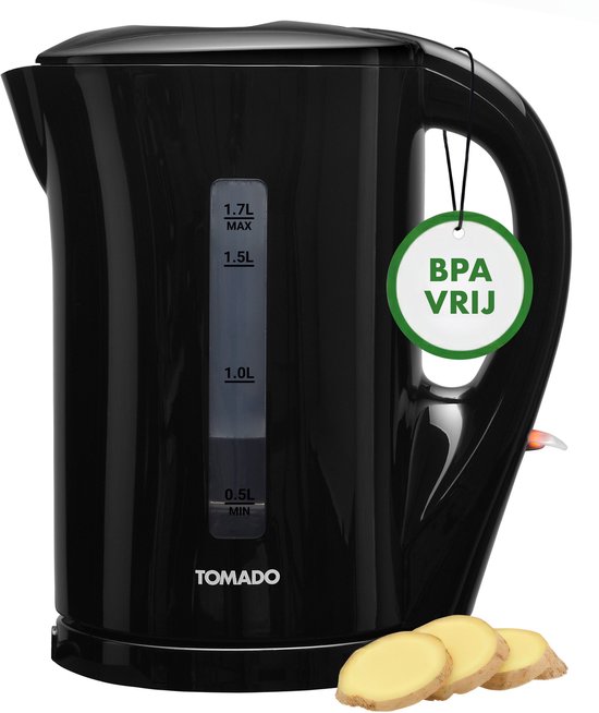 Tomado TWK1700B - Waterkoker - 1,7 liter - Waterniveau indicator - Zwart