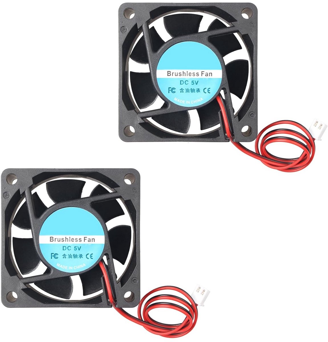 2 Stuks Stille Koelventilator 60x60x25mm DC 5V voor PC CPU en 3D Printer