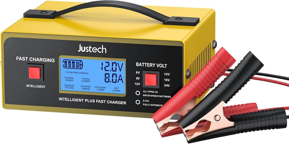 Intelligente Acculader 6V/12V/24V voor Auto en Motorfiets - Onderhoudslader met LCD