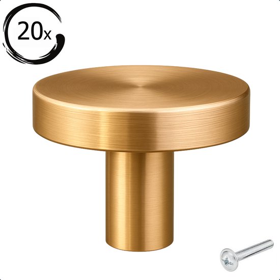 20 boutons de meuble ronds Goud Harbor - Boutons de porte - Boutons d'armoire Goud - Bouton de meuble - Boutons de porte pour meubles - Fixations pour meuble - Boutons de porte - Boutons de meuble