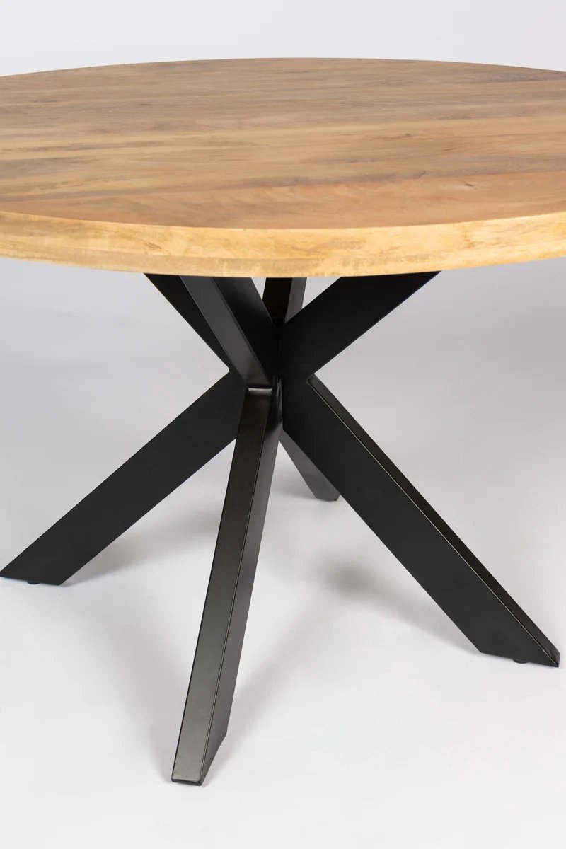 Zita Home - Eettafel 140 cm rond - Mango - Metaal - Onderstel - dutch