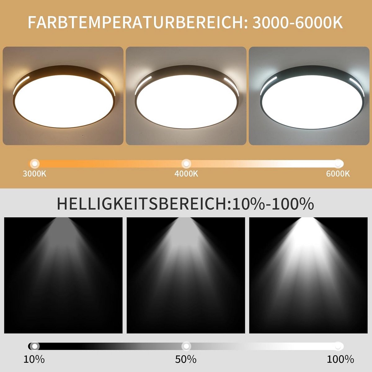 Ronde Zwarte Led Plafondlamp Dimbaar met Afstandsbediening voor Woonkamer en Keuken