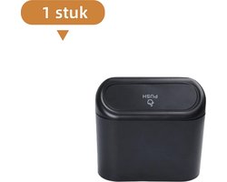 1artikel - Prullenbak voor in de auto - Opbergbak voor in de deur - Type met drukknop - Multifunctioneel accessoire voor in de voordeur van de auto - Zwart