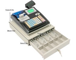 ShaSha Elektrische kassa - Kassasysteem - Kassa horeca - Kassalade - LED-display - Thermische printer - Geld lade voor winkel - Zwart\ wit