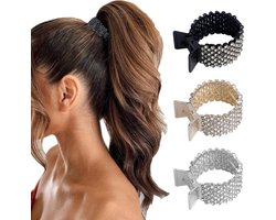 Daity 3-pack - Haarclips, perfect voor het vastmaken van hoge paardenstaarten, voorkomen dat het haar wegglijdt en zetten het kapsel stevig vast, geschikt voor dik, lang haar.