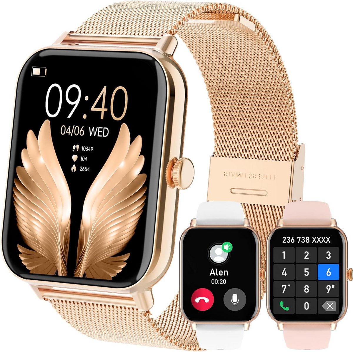 Smartwatch Dames Heren met Bellen, WhatsApp, Hartslagmeter en 120+ Sportmodi