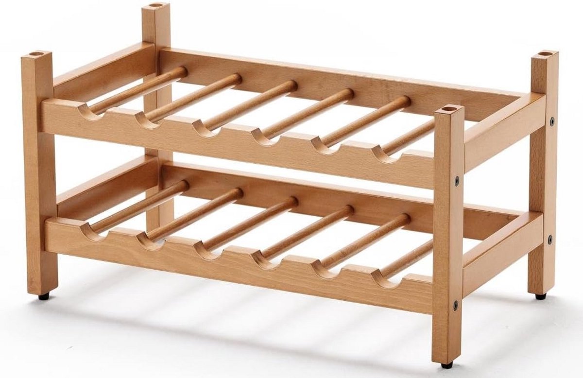 Stapelbaar Wijnrek van Beukenhout - Modulair Flessenrek
