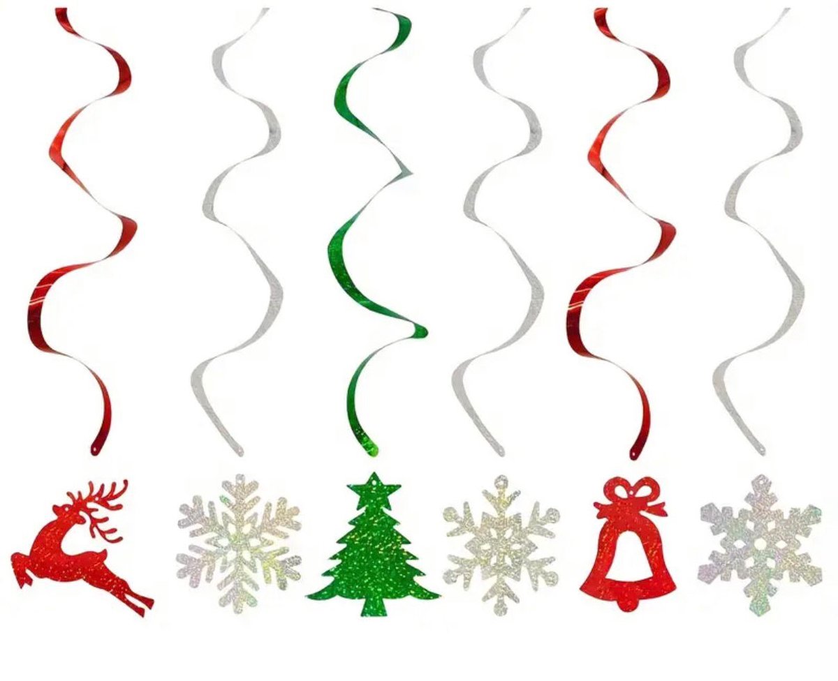 Akyol - Kerstslingers – Feestelijke Hangdecoratie (6-delig) - Slinger - feestdagen - Merry Christmas - kerst - versiering voor kerst - slingers met glitters