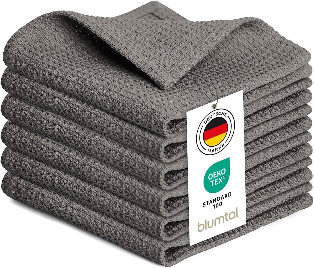 Theedoeken Set van 10 - 100% Katoen - Keukendoeken Grijs - 30x30 cm - Wasbaar op 60°C
