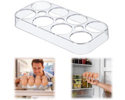 Eierdoosje - eierrek - eierhouder - bureau eidoos - geschikt voor 8 eieren - geschikt voor bureaus, koelkasten en keukens (17,5*8,5 cm - transparant)