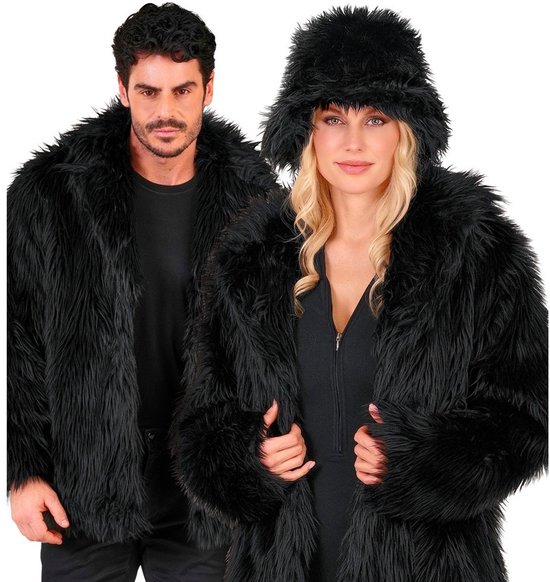 Bontjas Pluche Zwart - Maat XXL