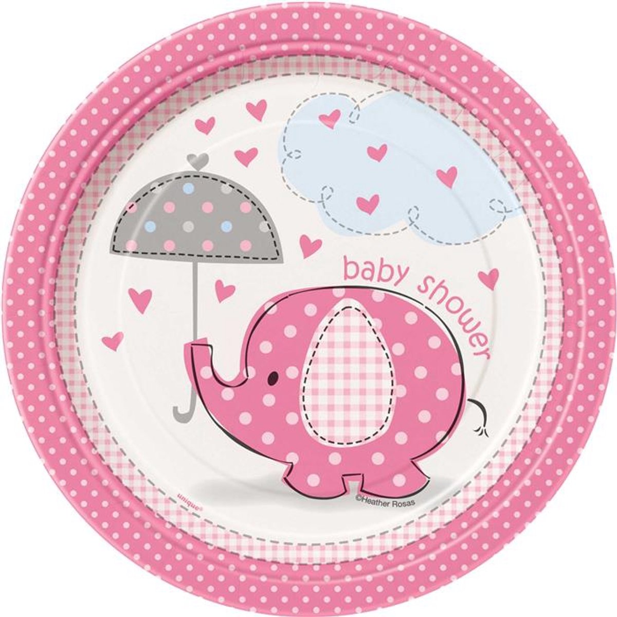 Haza Original Feestborden Baby Shower Roze 17,7 Cm 8 Stuks