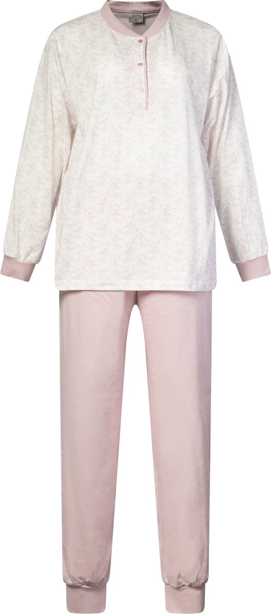 Lunatex dames pyjama 124263 - all season pyjamaset - wit met roze