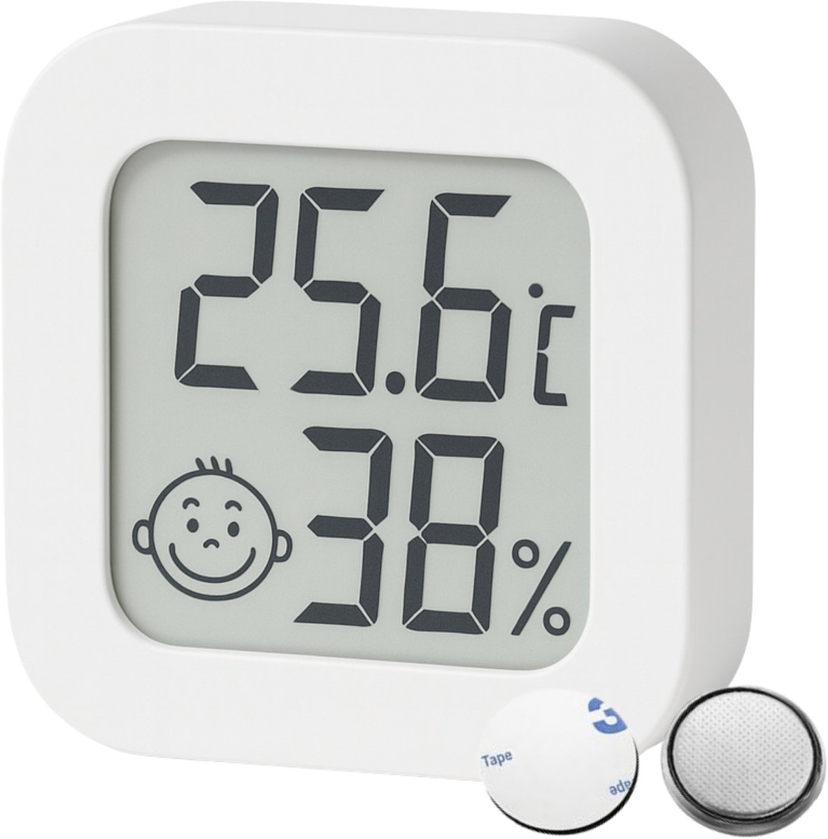Beste Hygrometers 2026 Knaak Hygrometer met plakstrip – Wit