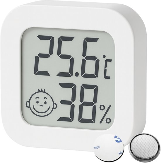 Knaak Hygrometer - Thermometer Binnen - Luchtvochtigheidsmeter - Inclusief Batterij en Plakstrip