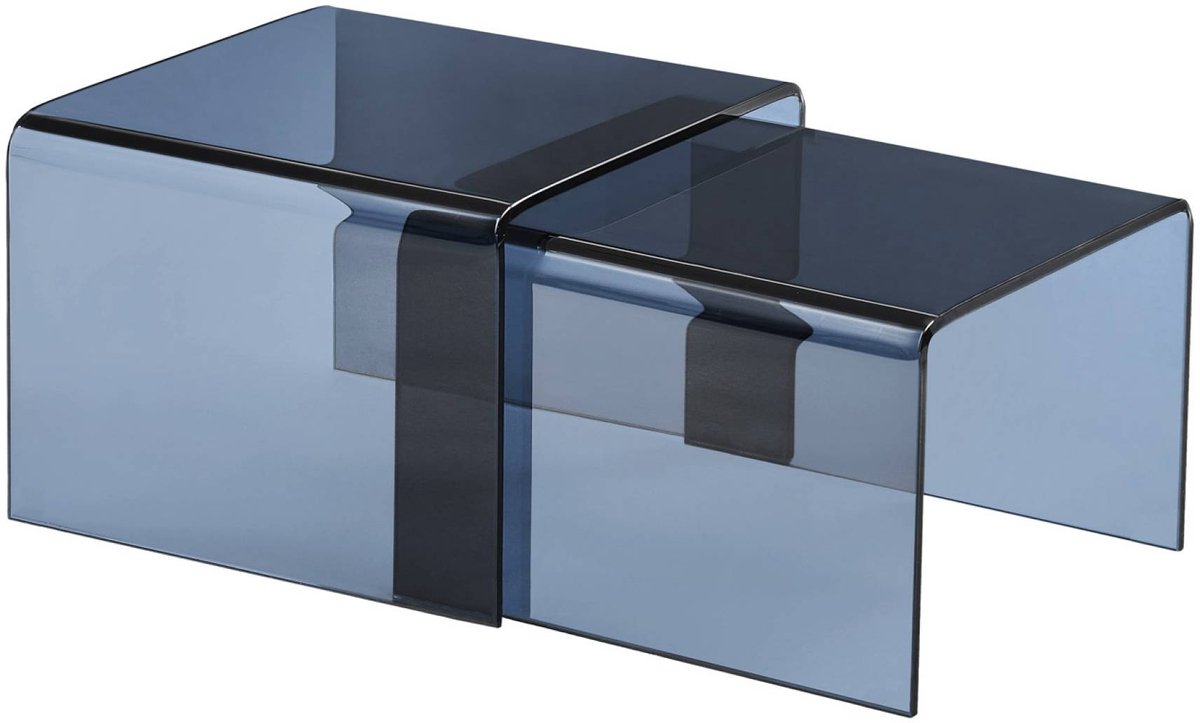 sweeek - Rechthoekige en vierkante nesttafel van gehard glas 50/45 x 45 x 33/30cm - glintz