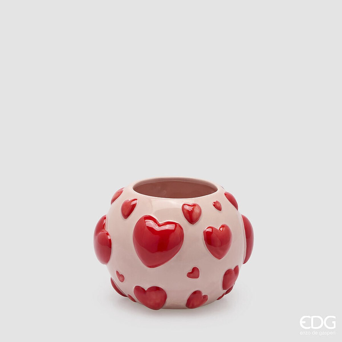 EDG Enzo De Gasperi vaas Hartjes roze rood H13 D18 Valentijn Hart Love