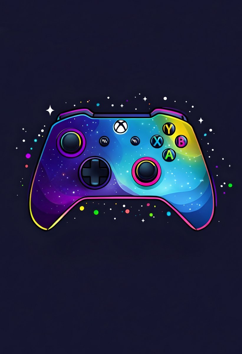 Cosmic Controller Art Print - Neon Nebula Gaming Design - Glanzende A4-poster voor de inrichting van een videogamekamer