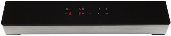 Une plaque de cuisson à induction noire avec un cadre en métal brossé et des boutons de commande numériques rouges sur le devant.