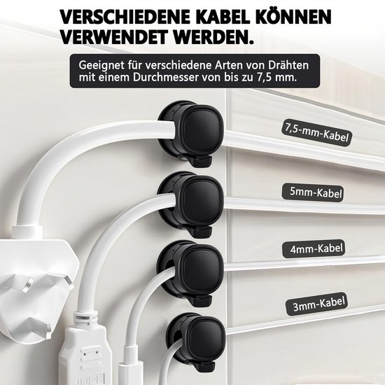 Zelfklevende Kabelhouder met Zwenkknop, Kabelclips voor Bureau en Muur