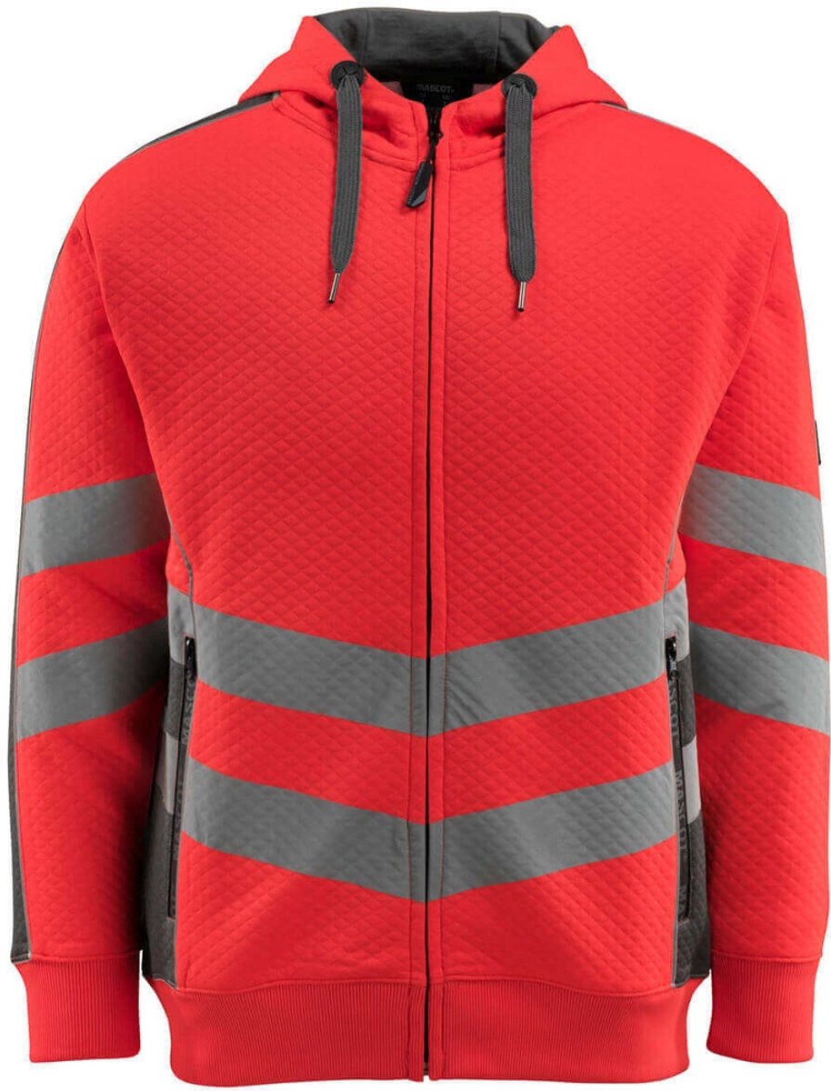 Mascot Safe Supreme Capuchontrui met rits 50138-932 - hi-vis rood/donkerantraciet - 3XL