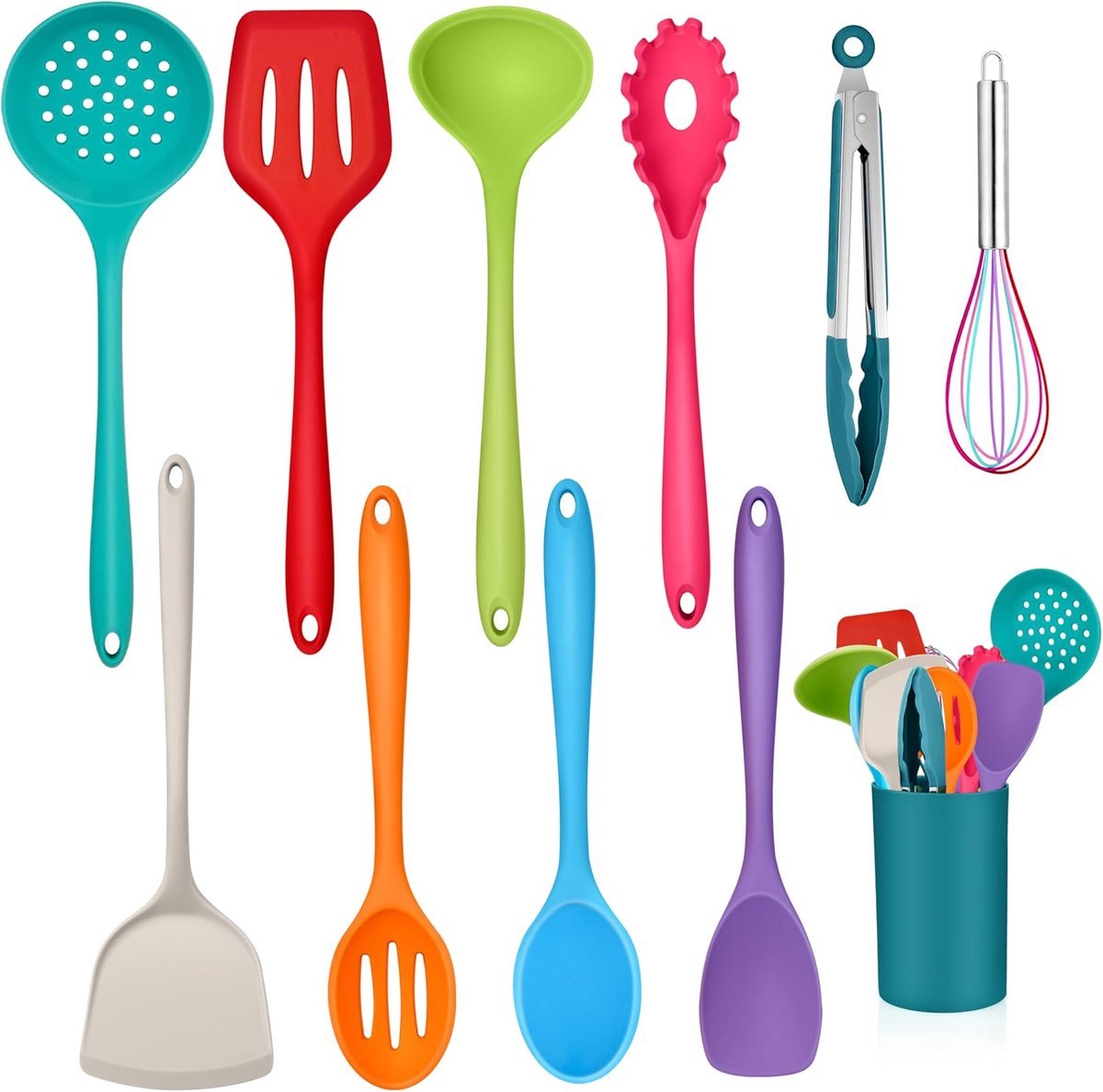 Stunq® Complete Silicoon Keukenhulpen Set met Houder voor Koken en Bakken