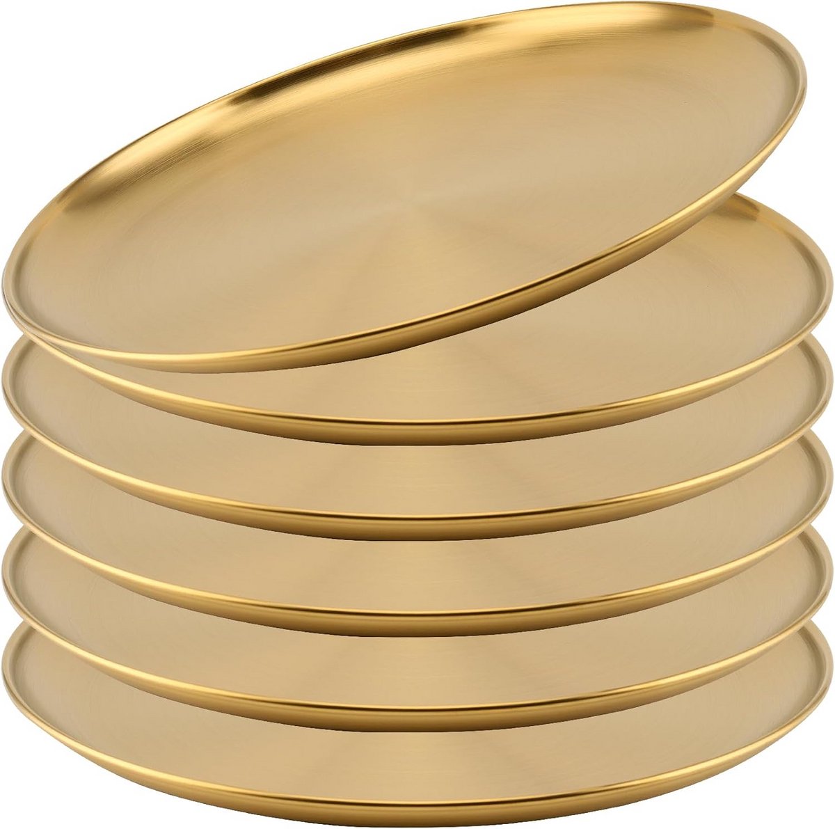 Set van 6 Gouden RVS Platen 30,5 cm - Serveerschalen voor Diner, BBQ en Snacks