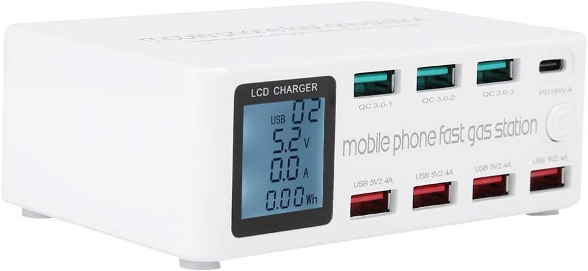 8-in-1 Multifunction USB Laadstation met 100W PD en Digitaal Scherm