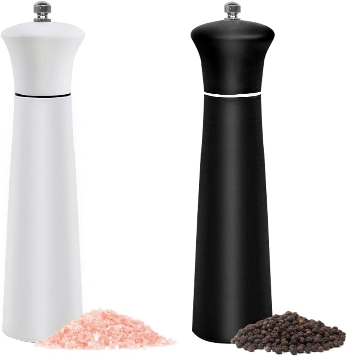 Set van 2 Zout- en Pepermolens RVS met Verstelbare Maalgraad, 21 cm