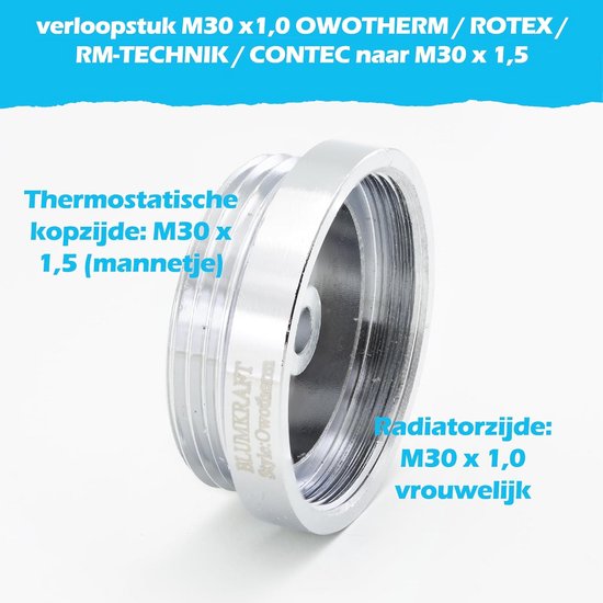 Metalen Adapter M30 x 1.0 naar M30 x 1.5 voor Radiator Thermostaatkop | bol