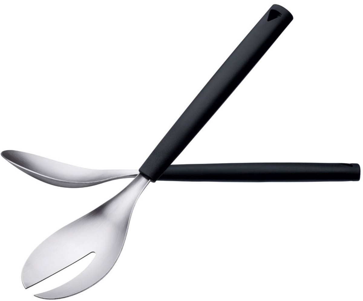 Triangle saladebestekset van roestvrij staal met ergonomische handgrepen