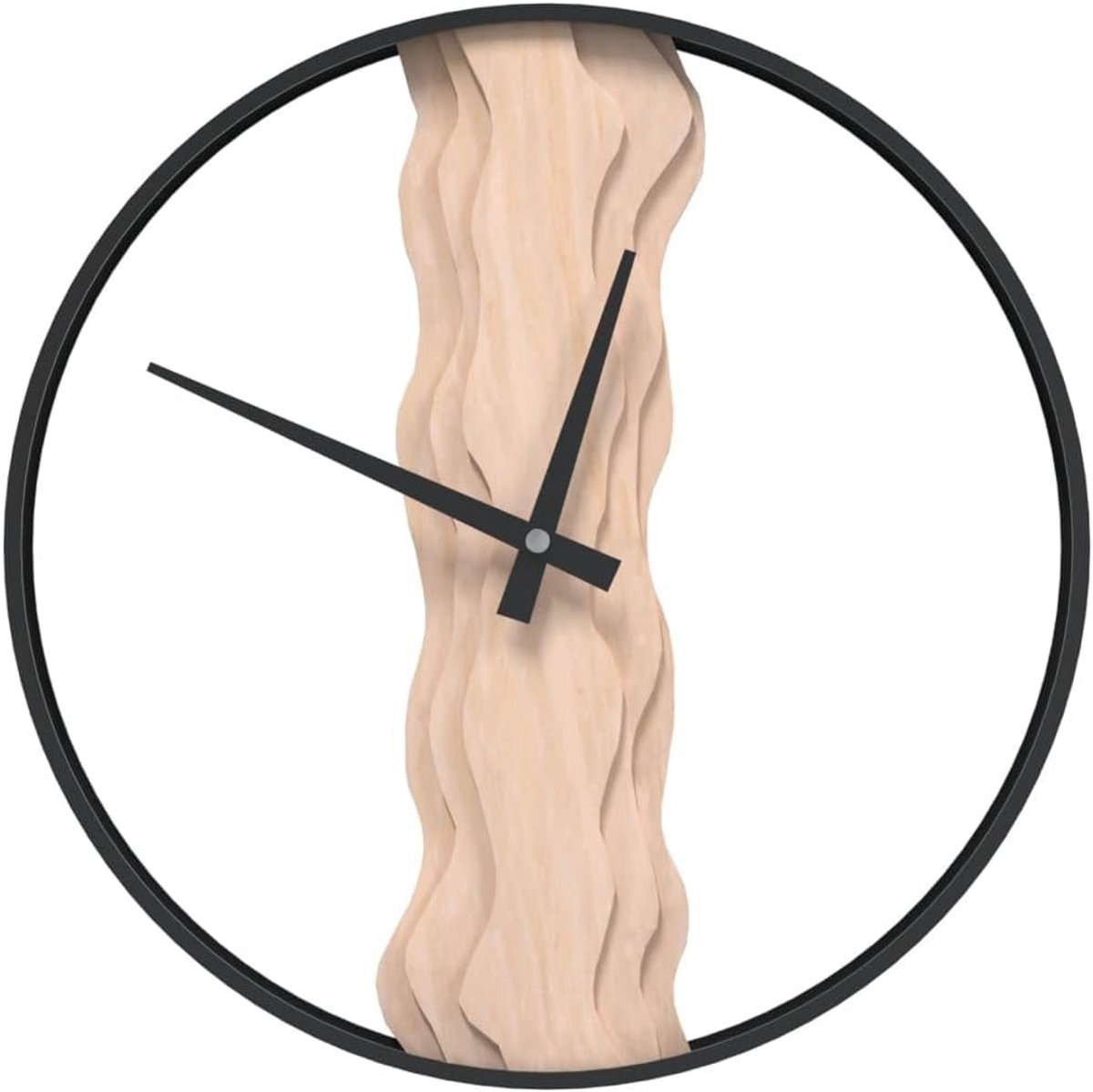 Grote Wandklok Ø35 cm IJzer en Eikenhout Rustieke Stijl