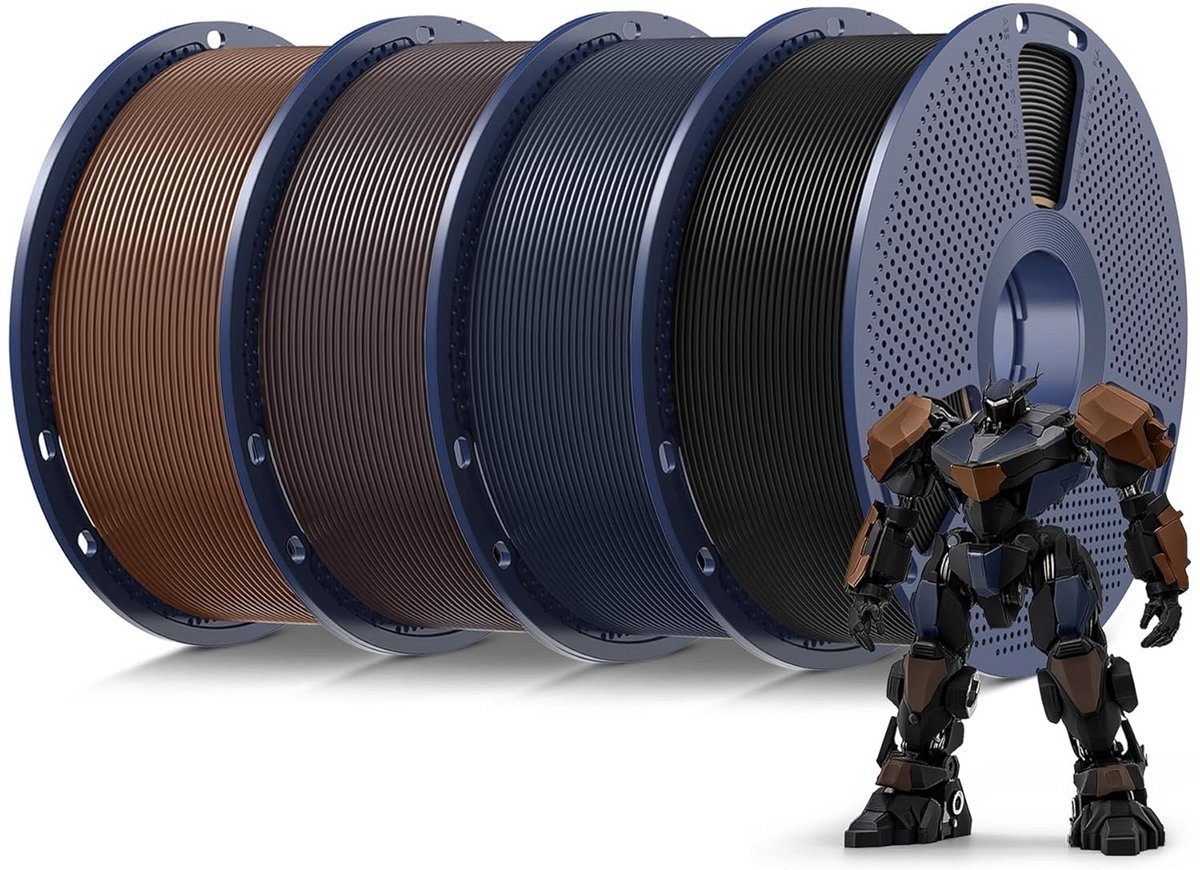 PLA 3D Printer Filament Set, 4 Kleuren, 1.75 mm, 4 x 1 kg Spool, Geschikt voor FDM Printers